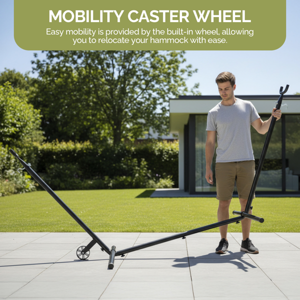 268*107*102CM 带轮羊角架 吊床架 钢管 440lb 配600D牛津布收纳袋-8