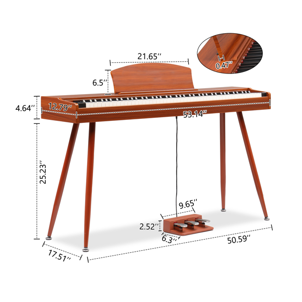 GPP-203 88键重锤键盘 嵌入式支架款 胡桃木 电钢琴-4