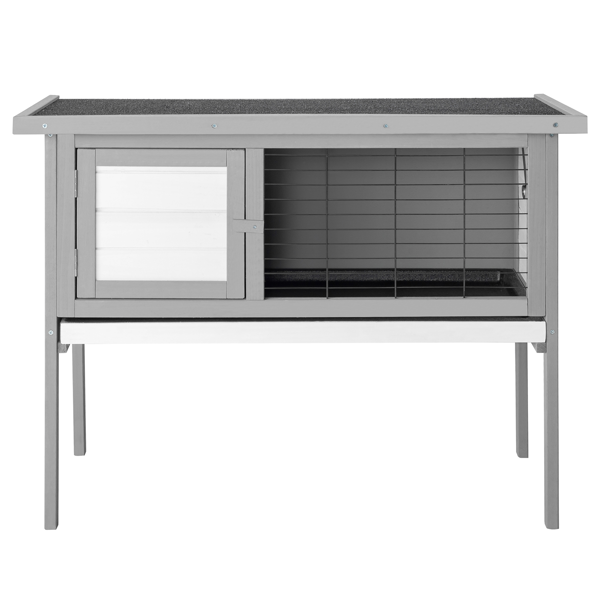 33.8in 高脚 可开屋顶 防水 黑色沥青屋顶 灰色 白色杉木 木鸡兔笼-8