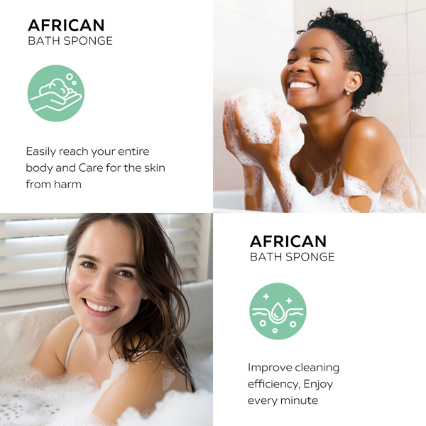 带收绳的非洲去角质沐浴网，可深度清洁背部及全身，可重复使用的柔肤沐浴网-5