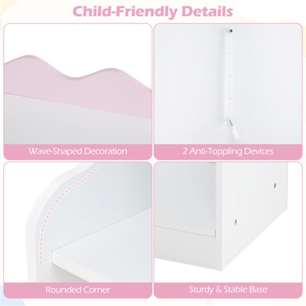 带储物柜和滚动抽屉的儿童衣架多功能儿童衣柜收纳器-4