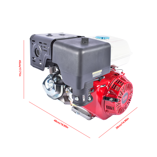 A3 四冲程 420cc 15HP OHV水平轴汽油发动机红色 4 Stroke 15HP 420cc Gas Engine, Horizontal Shaft OHV Gas Motor, Shaft 1" (25mm) Diameter, Go Kart Motor Engine for Log Splitters Compressors Lawn Mowers-3