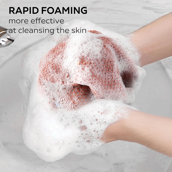 带收绳的非洲去角质沐浴网，可深度清洁背部及全身，可重复使用的柔肤沐浴网-4