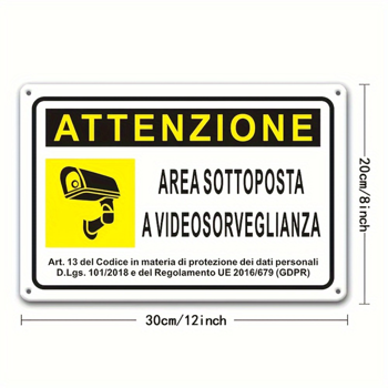 CIFbuy 复古反光铝制安全标志牌壁挂式双语标识家用商用监控警示牌耐候高可见度（TikTok、temu 下自提）