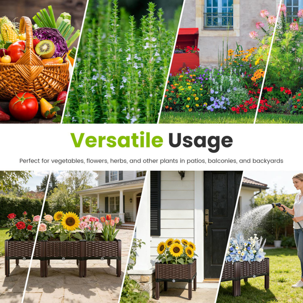 （自提可发加拿大，temu&tk下自提单）高架花坛种植箱，3种尺寸可选，自浇灌式高架花坛，轻质PP材质种植容器，适用于蔬菜、香草、花卉，适合户外露台和阳台-小号-5