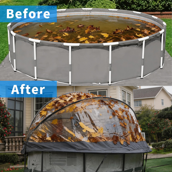 12英尺圆形多功能全天候泳池罩，适用于室外泳池，兼容清洁水和温水框架泳池--不支持self-pick up且不支持指定仓库发货-9