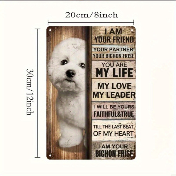 CIFbuy 复古比熊犬金属铁皮挂牌暖心宠物语录客厅卧室墙面装饰（TikTok、temu pick-up service）-2