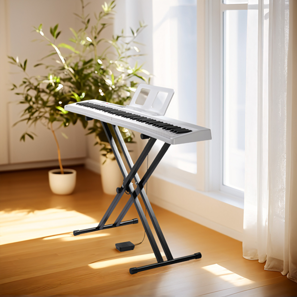 GPP-106/BD-887 可折叠带蓝牙 88键半重锤键盘 带双X型支架 白色 电钢琴 美国-6