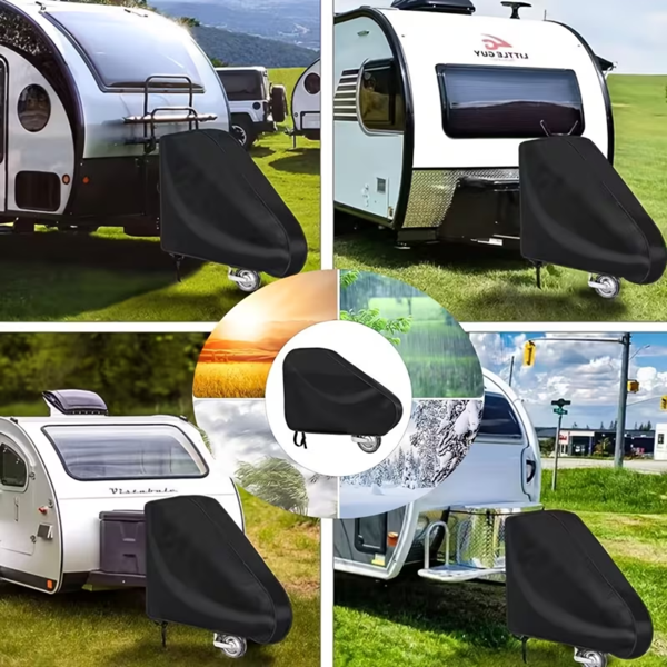 全黑拖车挂钩盖用于房车和旅行拖曳 - 适用于房车、卡车、拖车、船只及全地形车 - 防尘防雪防水，易安装，增强边缘设计，耐用结构，户外爱好者必备-1