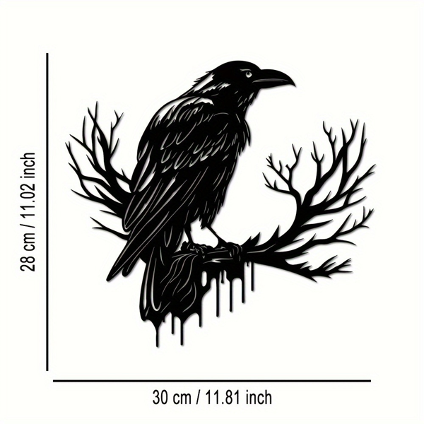 CIFbuy哥特黑金属乌鸦墙面艺术 复古工业风鸟剪影墙饰 TikTok、temu下自提-1