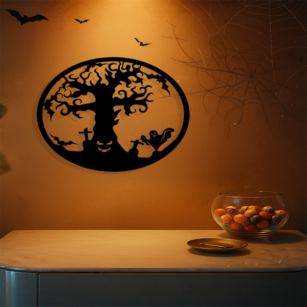 CIFbuy哥特金属生命树墙艺雕塑黑色锻铁墙饰室内户外万圣节家居装饰（TikTok、temu下自提）-6