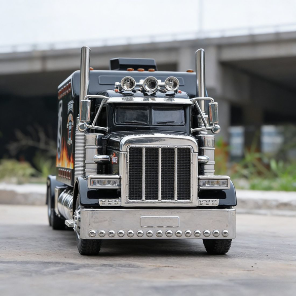 Semi Truck Toys for Boy Heavy Trucks,Metal Diecast Trucks Model Pull Back Cars with Light and Sound,Truck and Trailer Toys for Boys,Toy Trucks for Boys Age 4-8-6