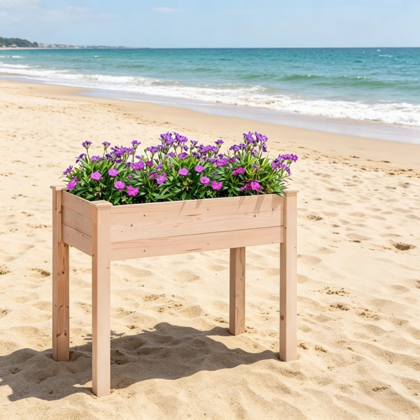 高架花园床/木制花盆 /木材种植箱-7