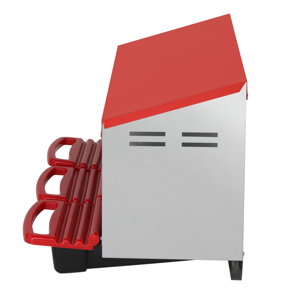 3隔间 81*51*47cm 斜顶房屋 红色 铁+塑料 喂食用品-3