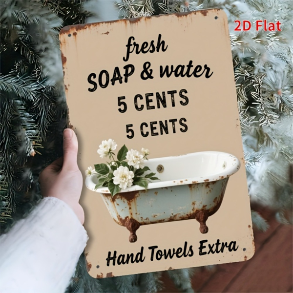 CIFbuy 清新肥皂水金属铁牌室内外防雨家居乡村风吧台办公室墙面装饰（TikTok、temu 下自提）-1