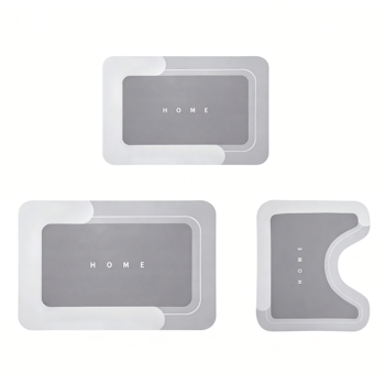 3件套吸水浴室地垫魔术地毯套装，速干浴室地垫防滑地毯，橡胶底，适用于浴室、厨房、淋浴间和洗手池