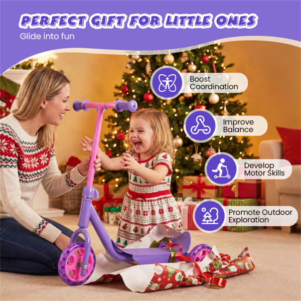 适用于2岁初学者的带LED发光车轮的三轮幼儿滑板车+-9