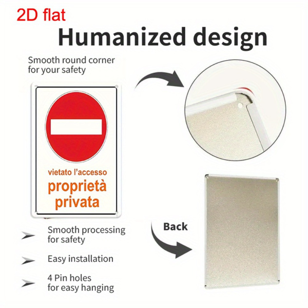 CIFbuy 私人财产禁止擅入意大利文金属牌加厚复古安全警示室内外装饰（TikTok、temu pick-up service）-4