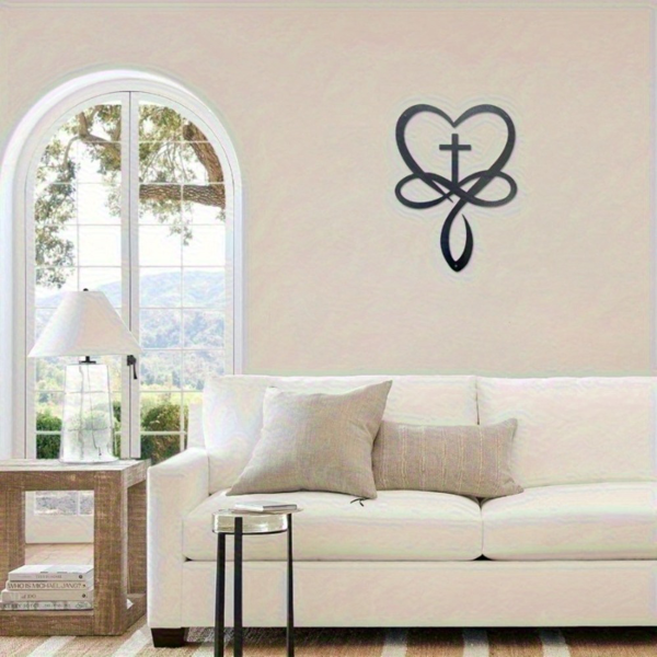 CIFbuy 金属烤漆爱心十字架无限符号鱼形壁挂 基督教主题装饰墙饰（TikTok，temu 自提）-7