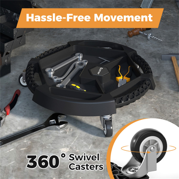 带4个储物舱和磁性支架的滚动车库工具车，360°旋转轮便携式工具托盘收纳器-11