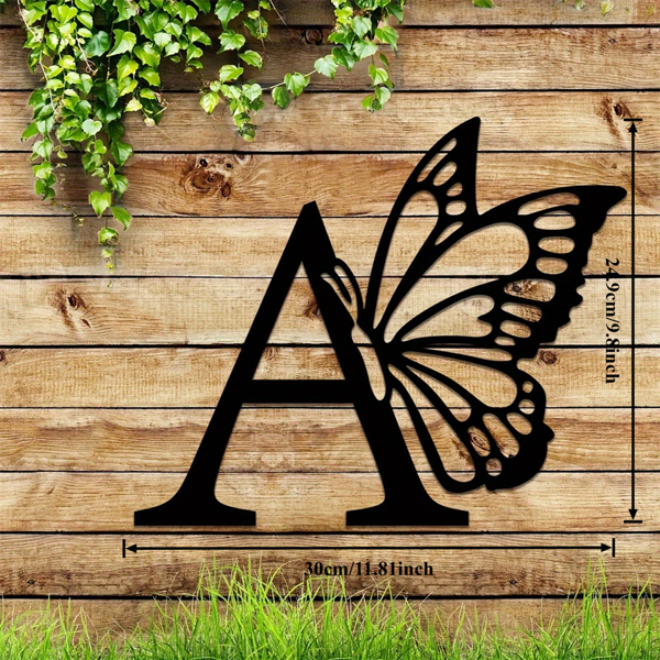 CIFbuy 单件蝴蝶字母组合铁制墙面装饰牌 定制所有字母 婚礼背景装饰 家居墙面装饰 暖房礼物 婚礼标志 DIY 圣诞节万圣节新年家居装饰礼物 (TikTok、temu下自提)-1