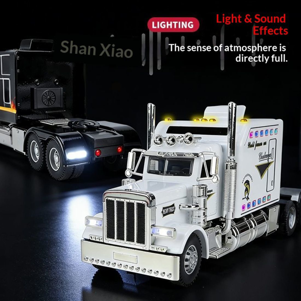 Semi Truck Toys for Boy Heavy Trucks,Metal Diecast Trucks Model Pull Back Cars with Light and Sound,Truck and Trailer Toys for Boys,Toy Trucks for Boys Age 4-8-3