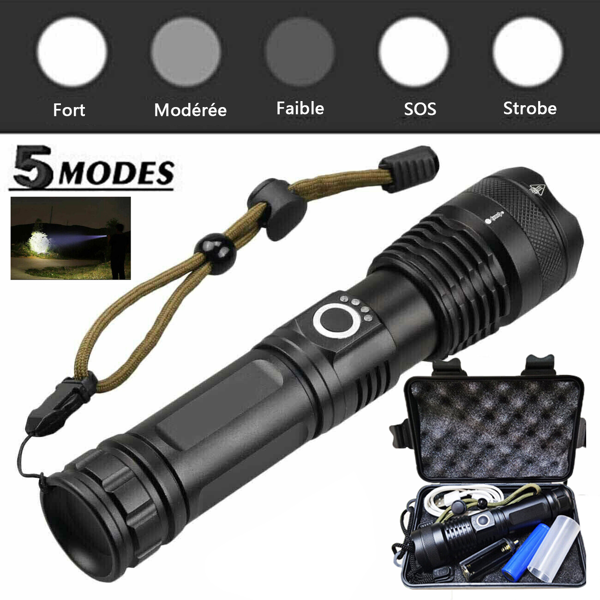 （2套）USB可充电LED手电筒5种照明模式户外露营徒步手电筒(各平台政策不同，链接已附相关资质，如无所需资质请勿上架)-3