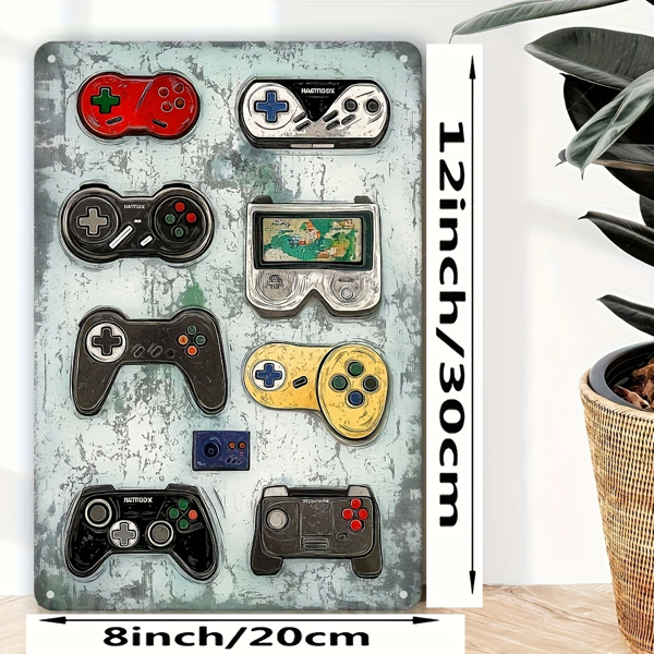 CIFbuy 复古游戏手柄铝制标牌游戏室家居墙面装饰玩家礼品（TikTok、temu pick-up service）-2