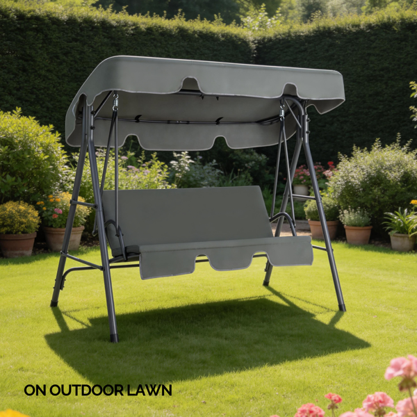 68*43*60inch 深灰色 KD款 带软垫 顶蓬 铁+牛津布 250kg 铁秋千套装-6