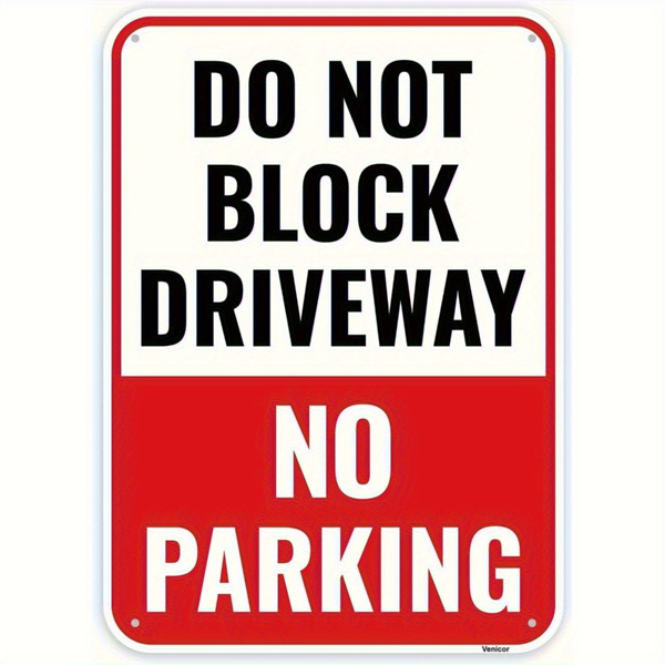 CIFbuy 复古铝制禁止停车标牌不阻挡车道警示挂牌家用户外装饰大字体耐用（TikTok、temu 下自提）-1