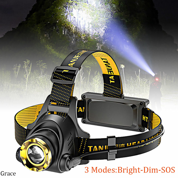 （2套）USB可充电LED户外头灯3种照明模式可变焦头灯+车载充电器+USB线(各平台政策不同，链接已附相关资质，如无所需资质请勿上架)-10