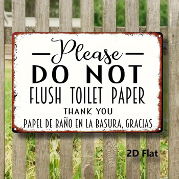 CIFbuy 复古双语请勿冲洗厕纸金属牌西语浴室挂牌圣诞装饰（TikTok、temu 下自提）