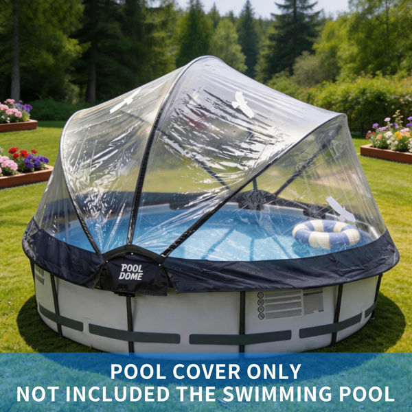 12英尺圆形多功能全天候泳池罩，适用于室外泳池，兼容清洁水和温水框架泳池--不支持self-pick up且不支持指定仓库发货-17