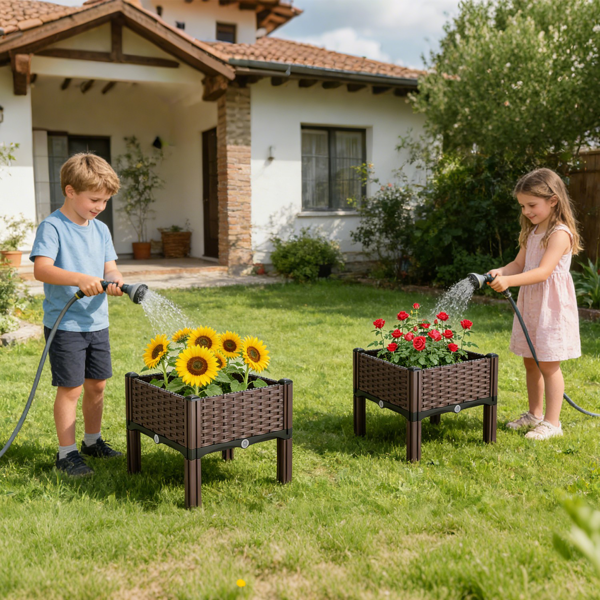 （自提可发加拿大，temu&tk下自提单）高架花坛种植箱，3种尺寸可选，自浇灌式高架花坛，轻质PP材质种植容器，适用于蔬菜、香草、花卉，适合户外露台和阳台-小号-9