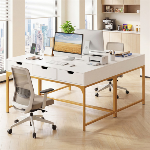 43.5英寸家庭办公桌，内置充电站和3个抽屉隐藏隔间-10