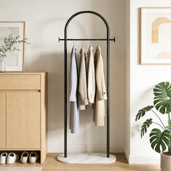 Clothing Rack, Golden Metal Freestanding Heavy Duty Clothes Rack with Marble Base, Multipurpose Garment Hanger for Bedroom, Hat, Scarf, Jacket-6