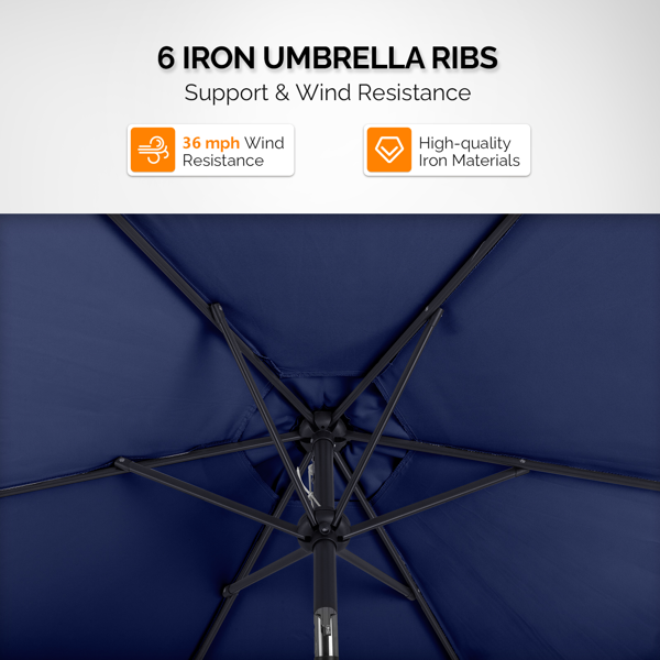 7.5FT 海军蓝 转向头 圆形 太阳伞 涤纶布 6铁伞骨 铁中柱-22
