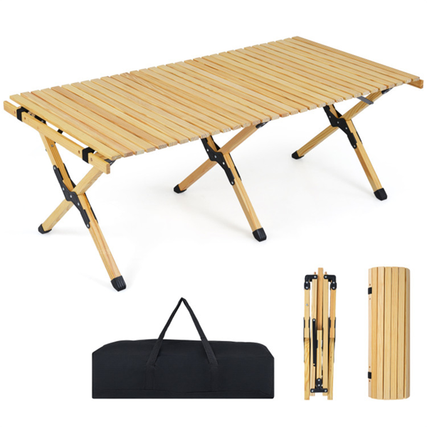 48英寸×24英寸可折叠松木野营桌便携式折叠沙滩桌，带手提包-4