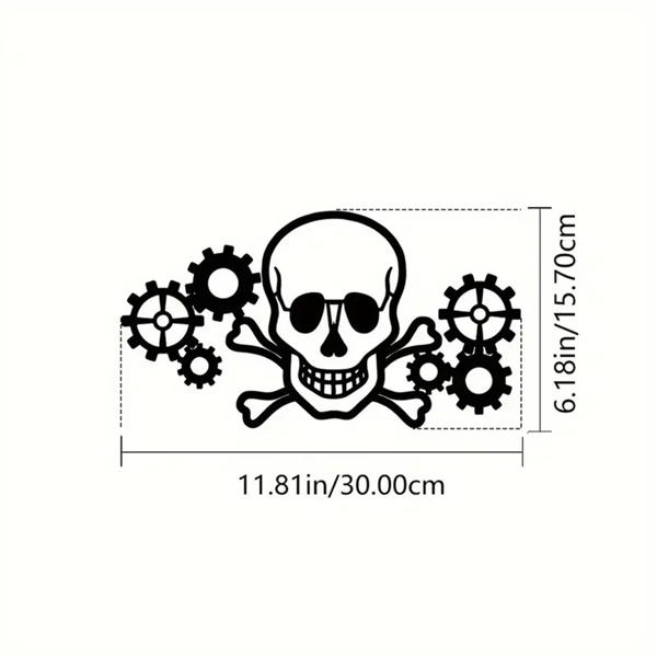 CIFbuy 赛博朋克骷髅机械齿轮墙艺复古工业风客厅卧室办公室哥特装饰（TikTok、temu下自提）-6