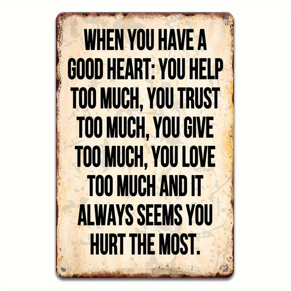 CIFbuy 讽刺复古金属牌善良的心主题搞笑锡牌家居浴室卧室花园男人洞墙面装饰好友生日礼物（TikTok、temu 下自提）-1