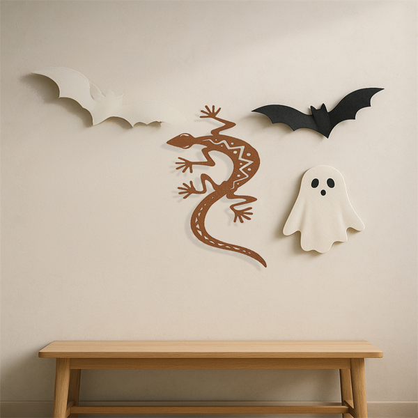 CIFbuy哥特式三维蜥蜴墙面装饰铁制雕塑，适用于室内外客厅卧室花园万圣节派对（TikTok、temu下自提）-3