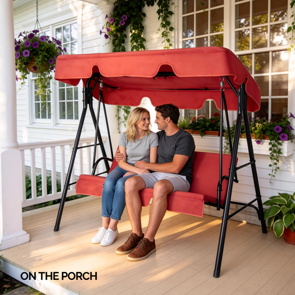 68*43*60inch 红色 KD款 带软垫 顶蓬 铁+牛津布 250kg 铁秋千套装-9