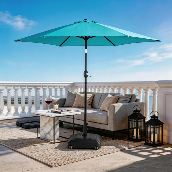 9FT 天蓝色  转向头 KD 圆形  太阳伞 涤纶布 6铁伞骨 铁中柱-27