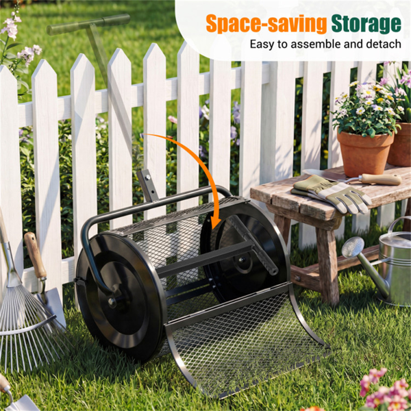 27英寸×16英寸草坪肥料撒布机，带钻石网无结块花园堆肥撒布机-黑色-10