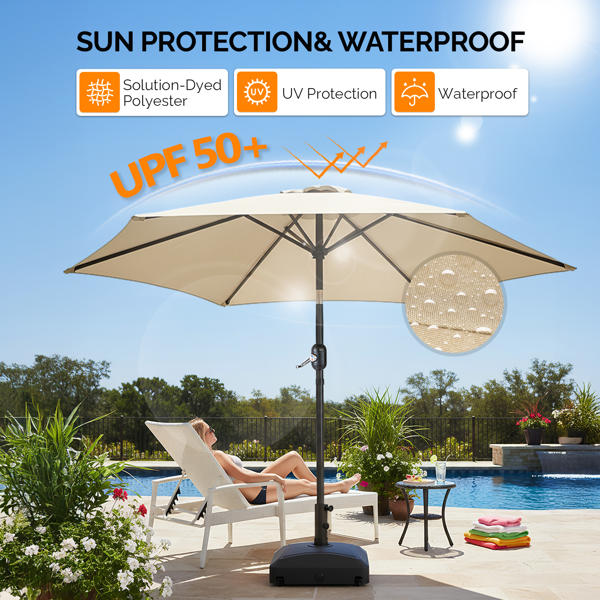 9FT 卡其色 转向头 KD 圆形 太阳伞 涤纶布 6铁伞骨 铁中柱-20