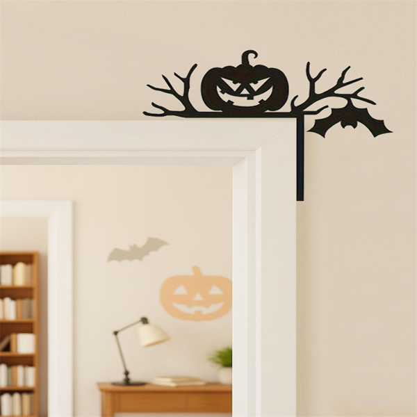 CIFbuy神秘黑色剪影门饰 万圣节幽灵卡通挂饰 哥特窗框派对家居户外装饰(TikTok、temu下自提)-1