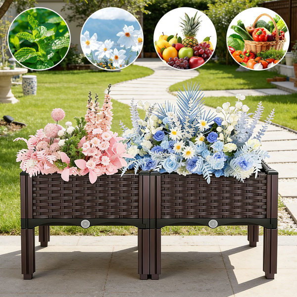 （自提可发加拿大，temu&tk下自提单）高架花坛种植箱，3种尺寸可选，自浇灌式高架花坛，轻质PP材质种植容器，适用于蔬菜、香草、花卉，适合户外露台和阳台-中号-1