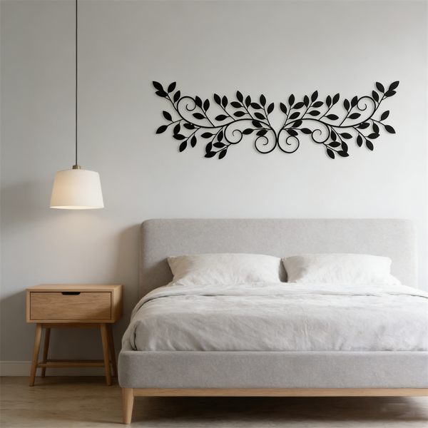 CIFbuy 黑色金属叶子墙饰 2件套 客厅卧室装饰 复古植物爱好礼物（TikTok、temu下自提）-3