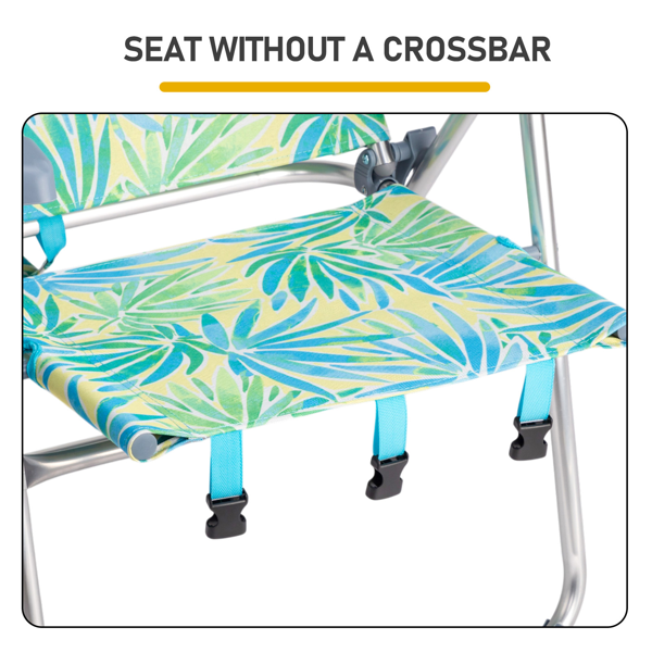 1pcs 座高17in 清爽夏威夷 铝沙滩椅 带头部海绵 侧单肩带 二合一布杯托侧袋 底部收纳提包 牛津布无横杆七档调节猫爪扶手沙滩椅17"-1 62*99*100.5cm 120kg-7