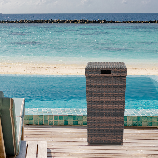 27Gallon 带顶盖 棕色渐变 编藤垃圾桶-20